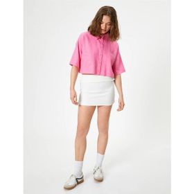 Koton 4SAL60001IW 277 Pembe Dokuma Kısa Kollu Genç Kız Gömlek