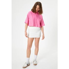 Koton 4SAL60001IW 277 Pembe Dokuma Kısa Kollu Genç Kız Gömlek
