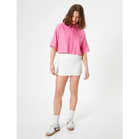 Koton 4SAL60001IW 277 Pembe Dokuma Kısa Kollu Genç Kız Gömlek