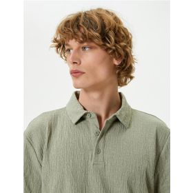 Koton 4SAM10001MK Mnt Mint Pamuk Jersey Kısa Kollu Polo Yaka Basic Erkek T-shirt