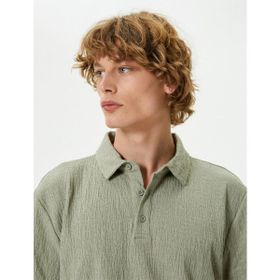 Koton 4SAM10001MK Mnt Mint Pamuk Jersey Kısa Kollu Polo Yaka Basic Erkek T-shirt