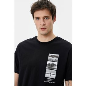 Koton 4SAM10020HK 999 Siyah Pamuk Jersey Kısa Kollu Erkek T-shirt