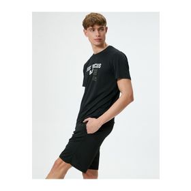 Koton 4SAM10024NK 999 Siyah Jersey Polyester Kısa Kollu Erkek T-shirt
