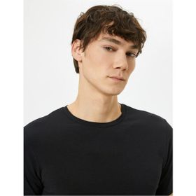 Koton 4SAM10035HK 999 Siyah Pamuk Jersey Kısa Kollu Basic Erkek T-shirt