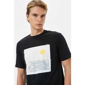 Koton 4SAM10059HK 999 Siyah Jersey Kısa Kollu Erkek T-shirt