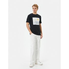 Koton 4SAM10059HK 999 Siyah Jersey Kısa Kollu Erkek T-shirt