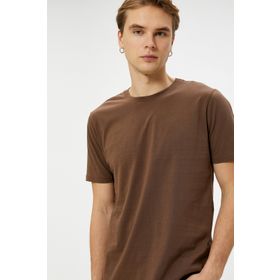 Koton 4SAM10062HK 875 Haki Pamuk Jersey Kısa Kollu Basic Erkek T-shirt