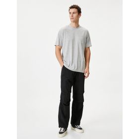 Koton 4SAM10075HK 031 Gri Basic Cep Detaylı Erkek T-shirt