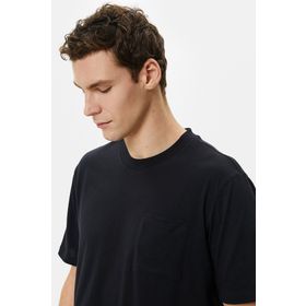 Koton 4SAM10075HK 057 Bej Basic Cep Detaylı Erkek T-shirt