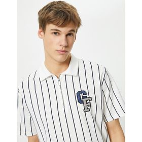 Koton 4SAM10100MK Beyaz Çizgili Erkek T-shirt