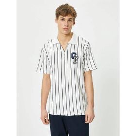Koton 4SAM10100MK Beyaz Çizgili Erkek T-shirt