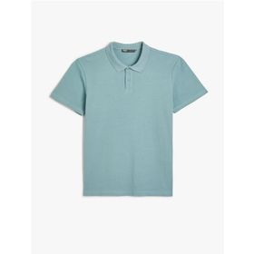 Koton 4SAM10113MK 640 Mavi Pamuk Jersey Kısa Kollu Polo Yaka Basic Erkek T-shirt