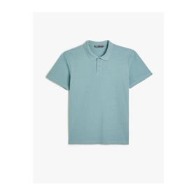 Koton 4SAM10113MK 640 Mavi Pamuk Jersey Kısa Kollu Polo Yaka Basic Erkek T-shirt