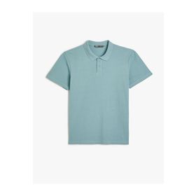Koton 4SAM10113MK 640 Mavi Pamuk Jersey Kısa Kollu Polo Yaka Basic Erkek T-shirt