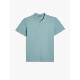 Koton 4SAM10113MK 640 Mavi Pamuk Jersey Kısa Kollu Polo Yaka Basic Erkek T-shirt