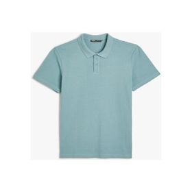 Koton 4SAM10113MK 640 Mavi Pamuk Jersey Kısa Kollu Polo Yaka Basic Erkek T-shirt