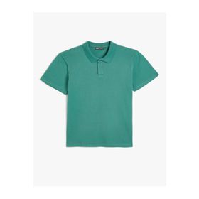 Koton 4SAM10113MK 786 Yeşil Pamuk Jersey Kısa Kollu Polo Yaka Basic Erkek T-shirt
