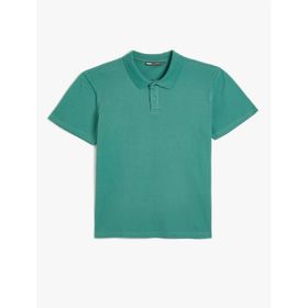 Koton 4SAM10113MK 786 Yeşil Pamuk Jersey Kısa Kollu Polo Yaka Basic Erkek T-shirt