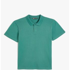 Koton 4SAM10113MK 786 Yeşil Pamuk Jersey Kısa Kollu Polo Yaka Basic Erkek T-shirt