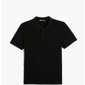 Koton 4SAM10113MK 999 Siyah Pamuk Jersey Kısa Kollu Basic Polo Erkek T-shirt