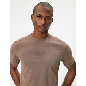 Koton 4SAM10247HK Kahverengi Erkek T-Shirt