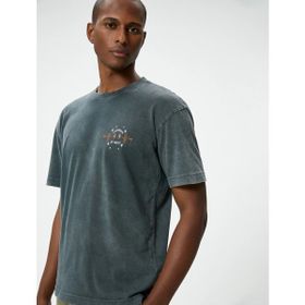 Koton 4SAM10248HK 931 Antrasit Pamuk Jersey Kısa Kollu Erkek T-shirt