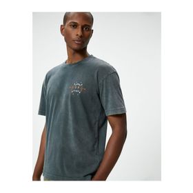 Koton 4SAM10248HK 931 Antrasit Pamuk Jersey Kısa Kollu Erkek T-shirt