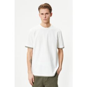 Koton 4SAM10271HK 876 Haki Jersey Kısa Kollu Basic Erkek T-shirt