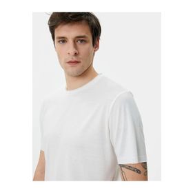Koton 4SAM10274HK Beyaz Basic Bisiklet Yaka Erkek T-shirt