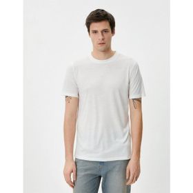 Koton 4SAM10276HK 000 Beyaz Jersey Kısa Kollu Basic Erkek T-shirt