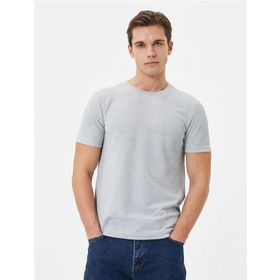 Koton 4SAM10279HK Gri Dokulu Erkek T-shirt
