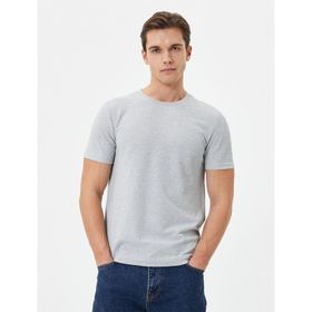 Koton 4SAM10279HK Gri Dokulu Erkek T-shirt