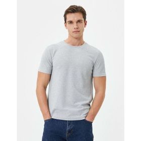 Koton 4SAM10279HK Gri Dokulu Erkek T-shirt