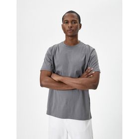 Koton 4SAM10281HK Gri Basic Erkek T-shirt