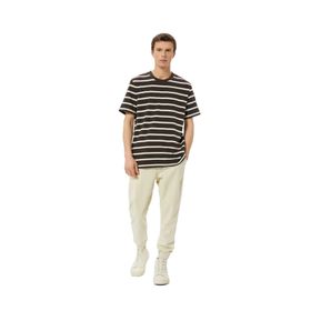 Koton 4SAM10763HK Kahverengi Çizgili Erkek T-Shirt
