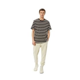 Koton 4SAM10763HK Kahverengi Çizgili Erkek T-Shirt