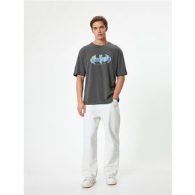 Koton 4SAM10823HK 931 Antrasit Jersey Kısa Kollu Erkek T-shirt