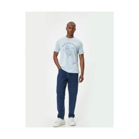 Koton 4SAM10910HK 624 Mavi Jersey Kısa Kollu Erkek T-shirt