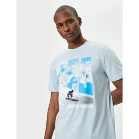 Koton 4SAM10915HK 624 Mavi Jersey Kısa Kollu Erkek T-shirt