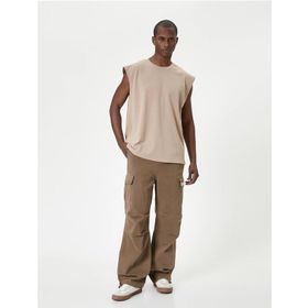 Koton 4SAM30005MK 050 Bej Pamuk Jersey Kolsuz Erkek T-shirt