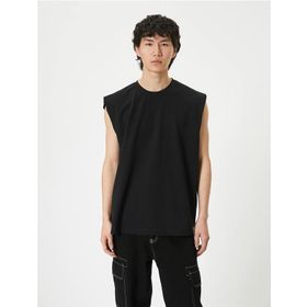 Koton 4SAM30005MK 999 Siyah Pamuk Jersey Kolsuz Erkek T-shirt
