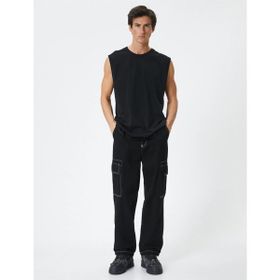 Koton 4SAM30006MK 999 Siyah Pamuk Jersey Kolsuz Erkek T-shirt