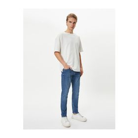 Koton 4SAM40009ND 740 İndigo Brad Slim Fit Erkek Jean Pantolon