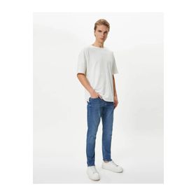 Koton 4SAM40009ND 740 İndigo Brad Slim Fit Erkek Jean Pantolon