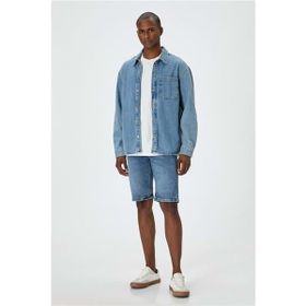 Koton 4SAM40310ND 740 Orta İndigo Denim Erkek Şort