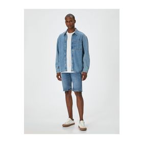 Koton 4SAM40310ND 740 Orta İndigo Denim Erkek Şort
