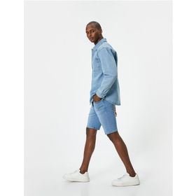 Koton 4SAM40311ND 600 Açık Indigo Denim Erkek Şort