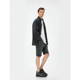 Koton 4SAM40315ND 027 Gri Denim Erkek Şort