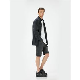 Koton 4SAM40315ND 027 Gri Denim Erkek Şort
