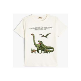 Koton 4SKB10038TK 010 Ekru Jersey Pamuk Kısa Kollu Erkek Çocuk T-shirt